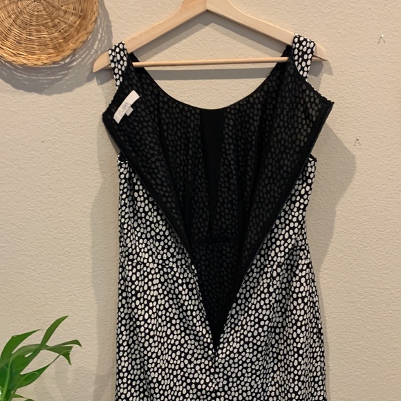 LOFT sleeveless white dots black dress - Picture 6 of 7